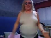 Blonde milf shows her boobs