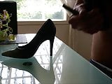 Cum in wifes black and grey stiletto high heel