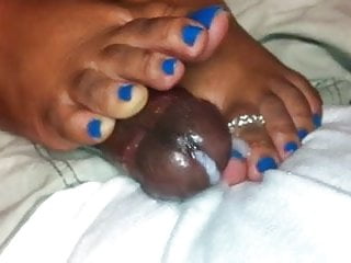 Blue Toes Footjob with Toering