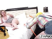 Builder Leya fixes Kiki's squeaky bed