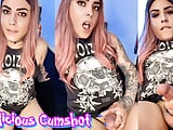 Beautiful Tattooed Trans Girl Masturbates and Has Incredible Cumshot