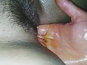 Trying to fist this beautiful hairy pussy 