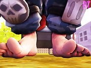 roadhog shows feet and fat cock