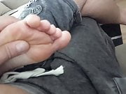 Feet massage, playing fr's feet soles toes on my lap