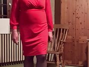Claire in her new red dress 