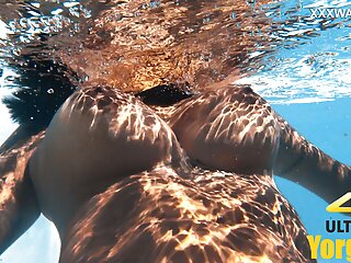 Swimmer, Water, Big Natural Tits, Nude Underwater