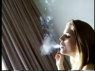 Sexy Blonde smoking with awesome inhales!