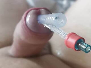 Playing with my catheter and cock 6
