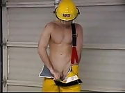 American firefighter showing off