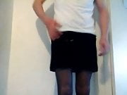 Me trying Wifes Skirt & Panties Stockings 1