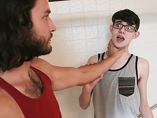 Young nerdy twink stepbrother family fucked...