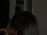 Sissy sucking on a dildo