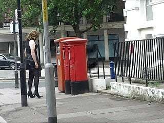 Sexy Transvestite masturbating out side the post office