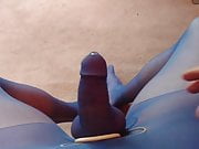Cumming in blue sheath pantyhose