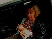 Granny show her tits in the car
